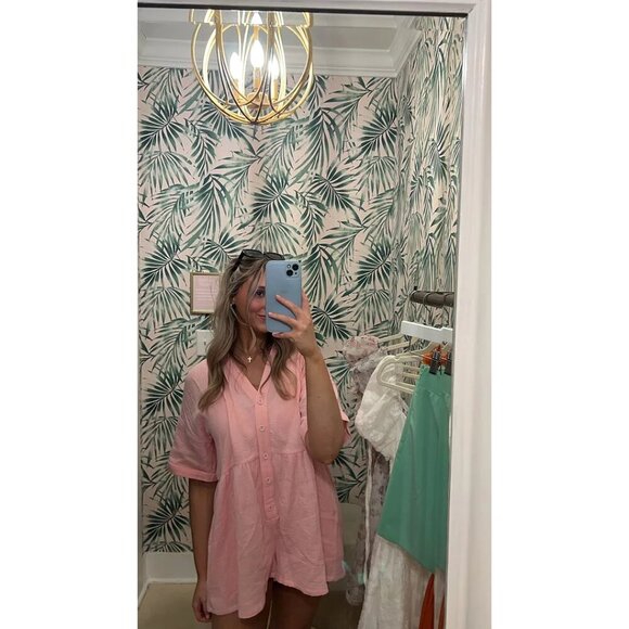 PETAL & PUP Winny Crinkle Cotton Romper in Pink Size US 4 - Picture 3 of 14